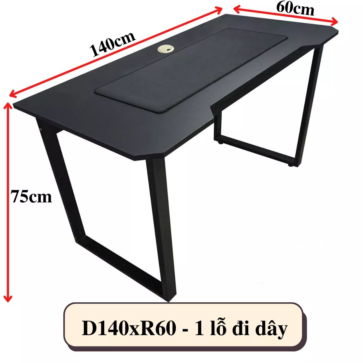 Bàn gaming Fufutech chữ U 1m4