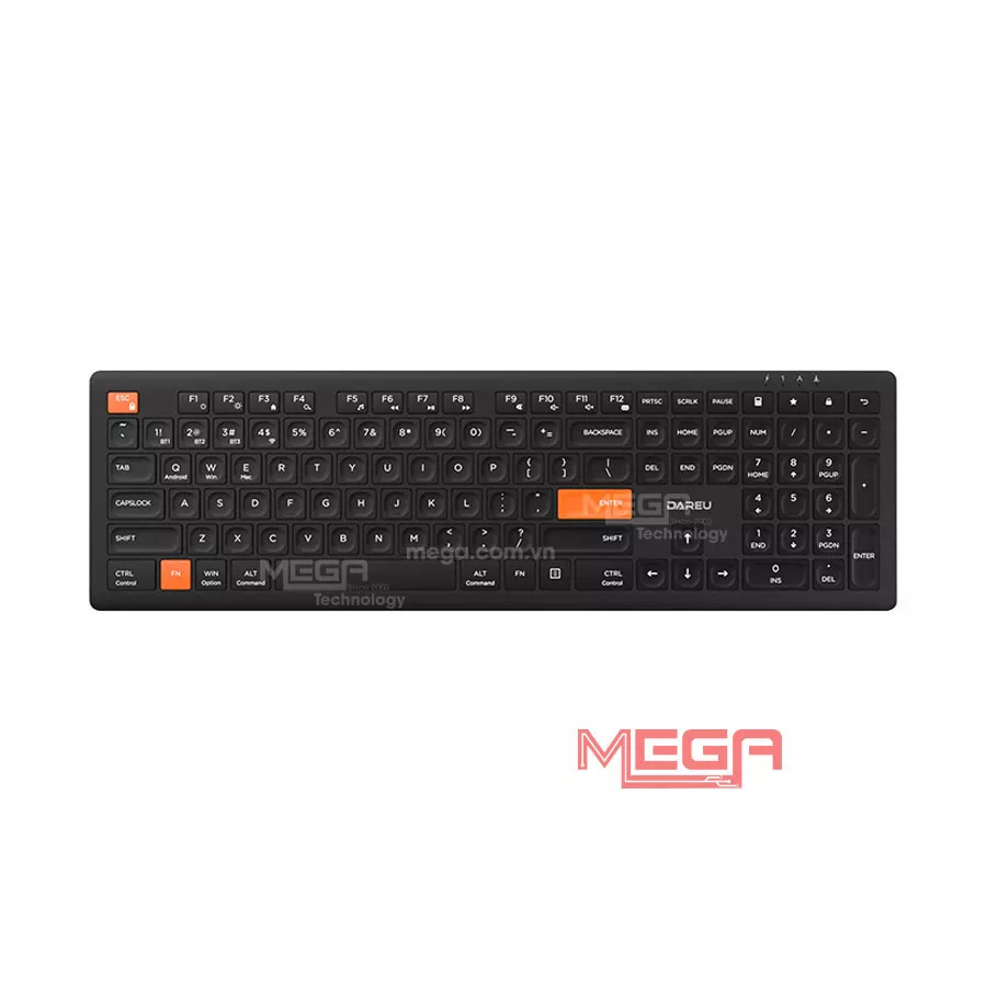 Bàn phím Không Dây Dareu LK150D Black Orange