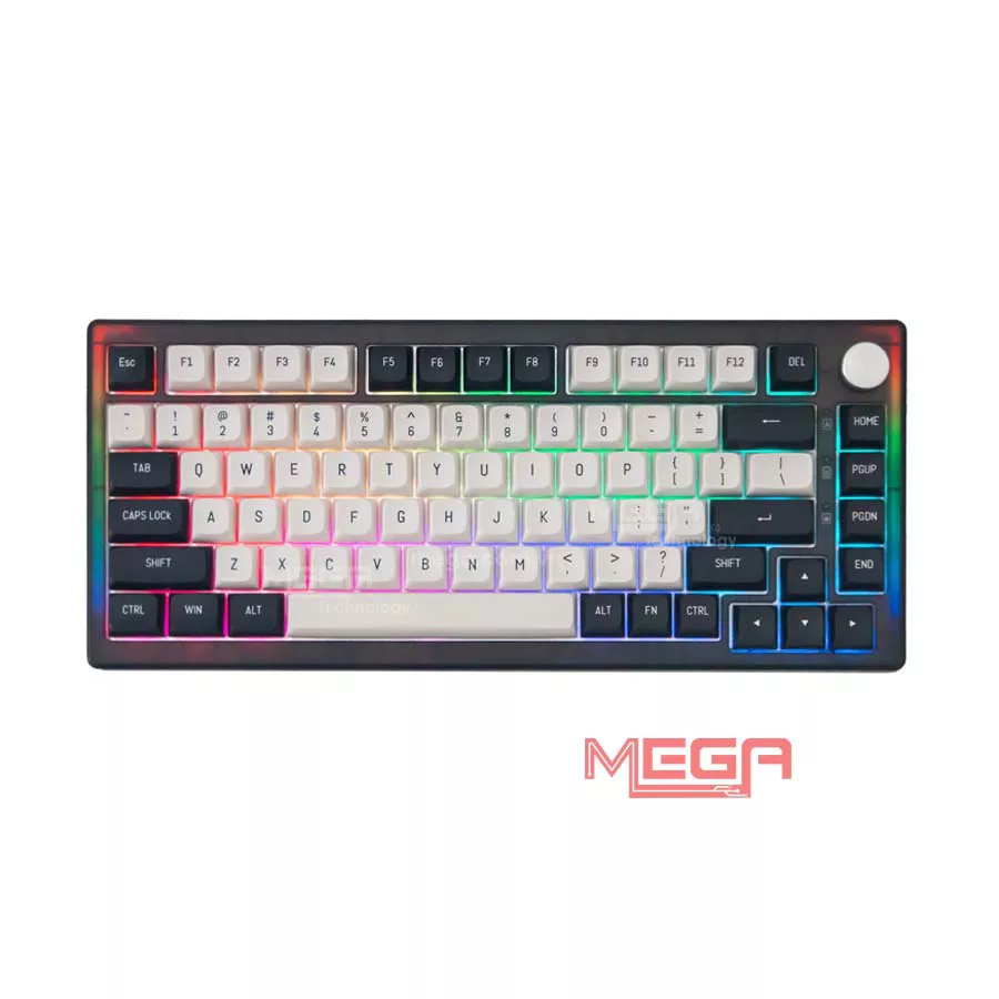 Bàn phím cơ Fuhlen H75S Panda 3 Mode plate nhôm vỏ smoke