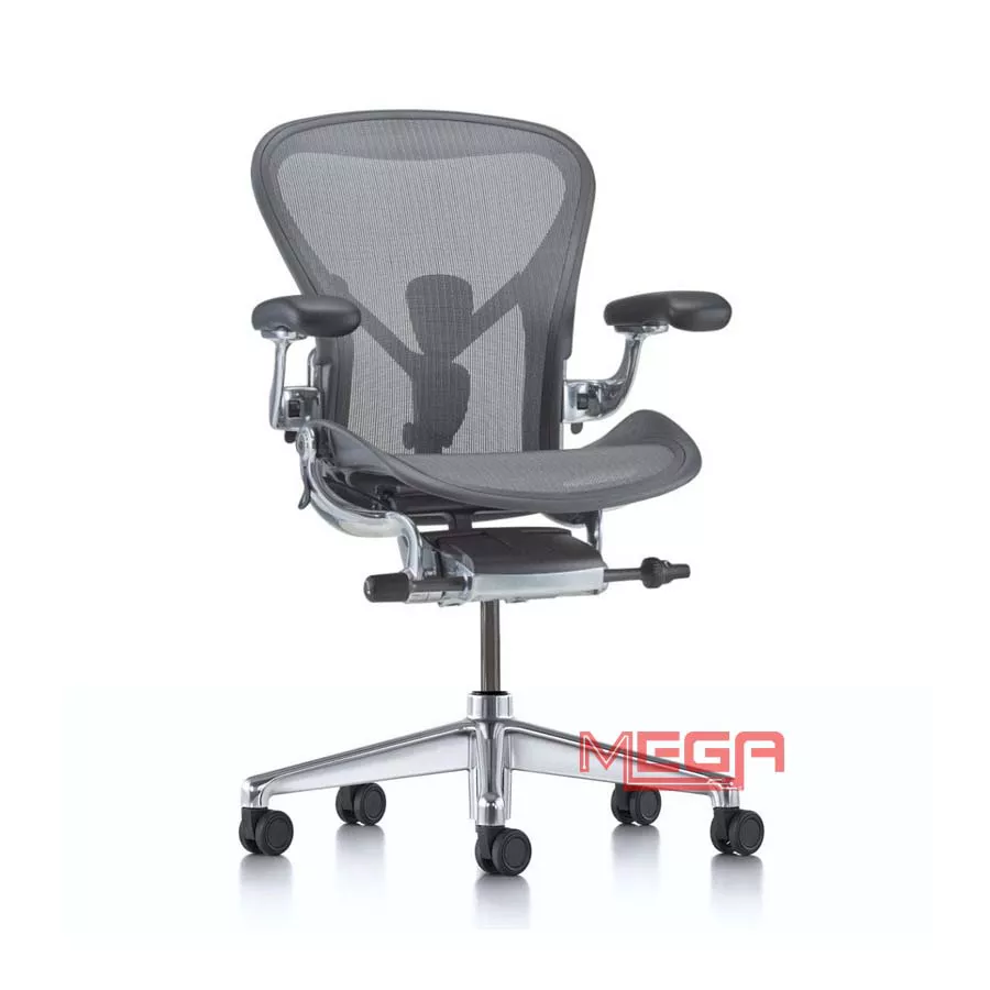 Ghế công thái học Herman Miller Aeron chân nhôm Carbon