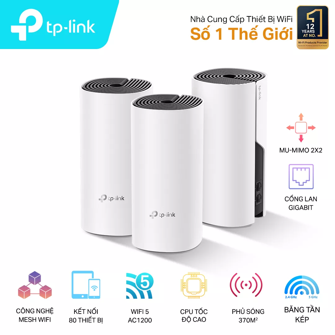 Mesh Wifi TP-LINK Deco M4 3-Pack AC1200 Whole-Home