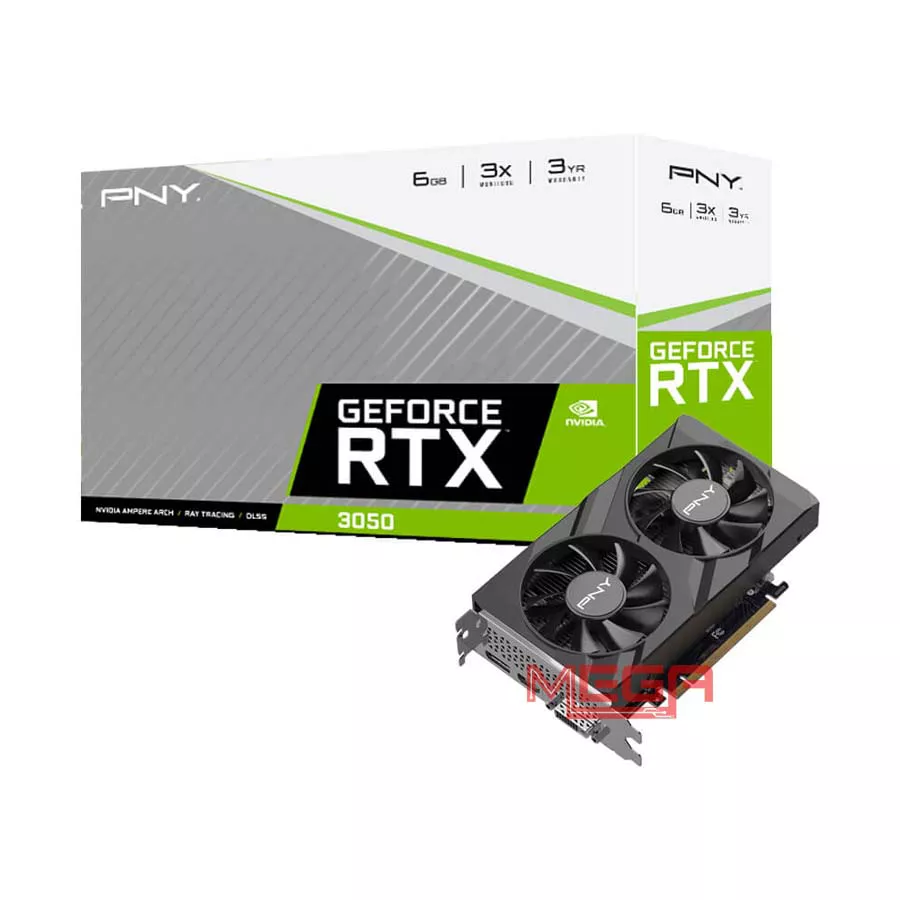 VGA PNY GeForce RTX 3050 6GB GDDR6 Verto Dual VCG30506DFXPB1